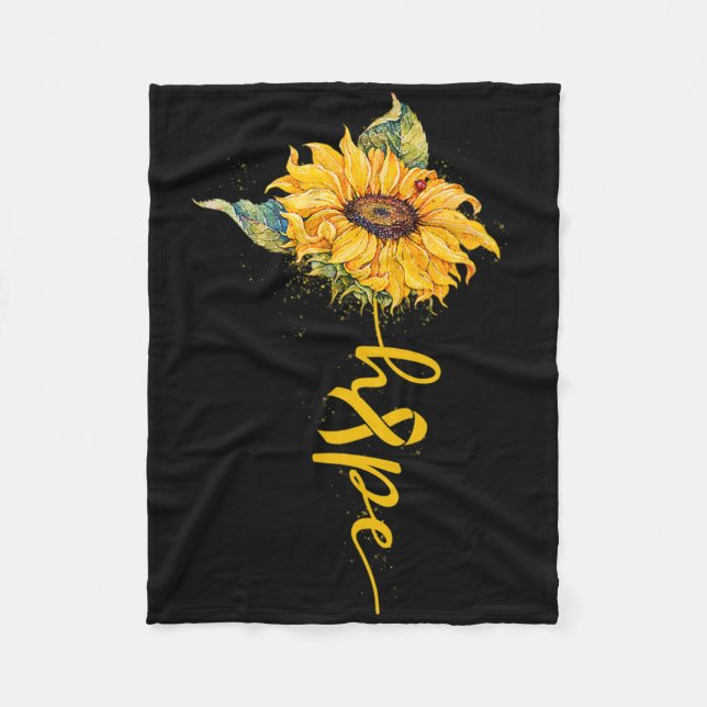 Hope Sunflower Yellow Ribbon Childhood Cancer Awar Fleece Blanket (Front)