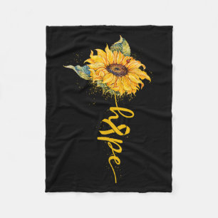 Hope Sunflower Yellow Ribbon Childhood Cancer Awar Fleece Blanket