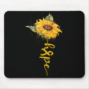 Hope Sunflower Yellow Ribbon Childhood Cancer Awar Mouse Mat