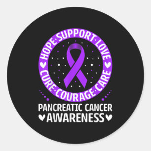 Hope Support Love Pancreatic Cancer Awareness Purp Classic Round Sticker