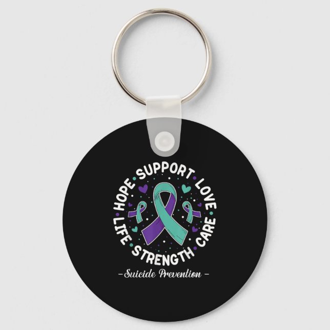Hope Suprt Love Life Suicide Prevention Awareness  Key Ring (Front)
