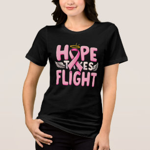 Hope Takes Flight - Pink Ribbon Breast Cancer Tri-Blend Shirt