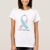 Hope Teal and Pink Awareness Ribbon