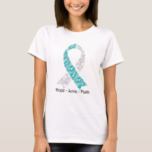 Hope Teal and White Hope Love Faith T-Shirt