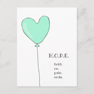 Hope - Teal Balloon with Sweet motivational quote Postcard