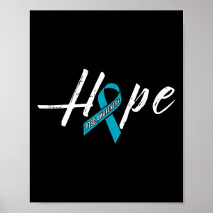 Hope Teal Ribbon Ptsd Awareness Outfit Gift Idea Poster