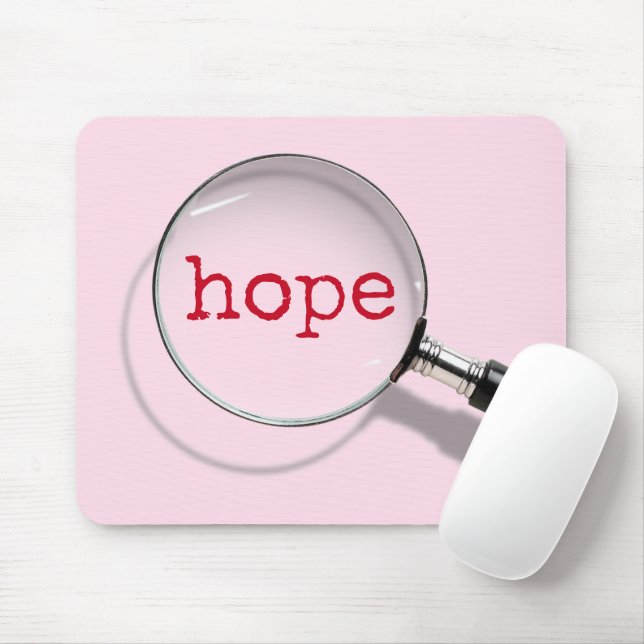 Hope Text Under Magnifying Glass Mouse Pad (With Mouse)