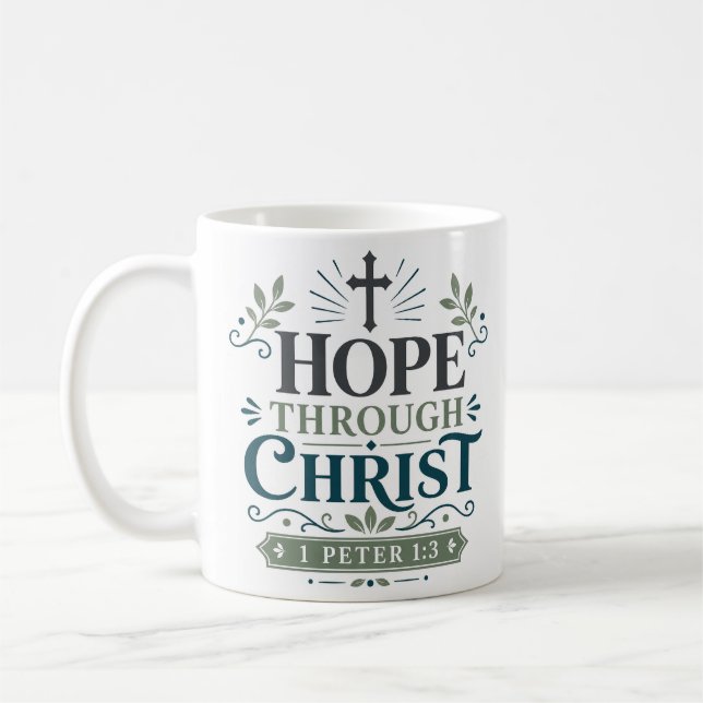 Hope Through Christ Inspirational Scripture Quotes Coffee Mug (Left)