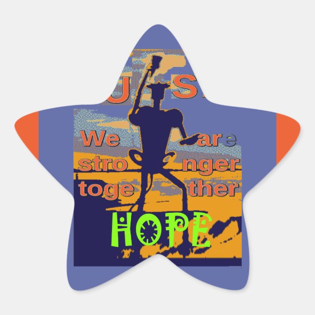 Hope USA We are Stronger Together Inspirational  Star Sticker (Front)