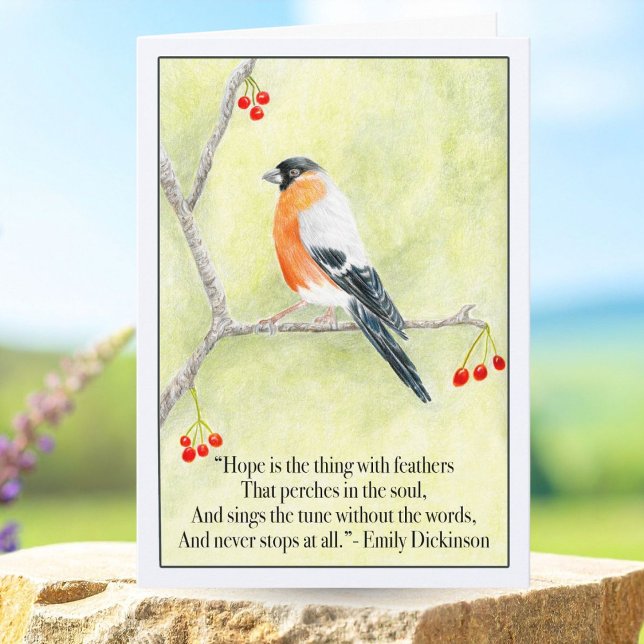 Hope with Bull Finch and Emily Dickinson's Quote  Card (Creator Uploaded)