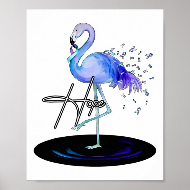 Hope With Flamingo Suicide Prevention Awareness  Poster (Front)