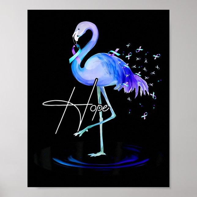 Hope With Flamingo Suicide Prevention Awareness  Poster (Front)