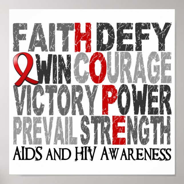 Hope Word Collage AIDS Poster (Front)