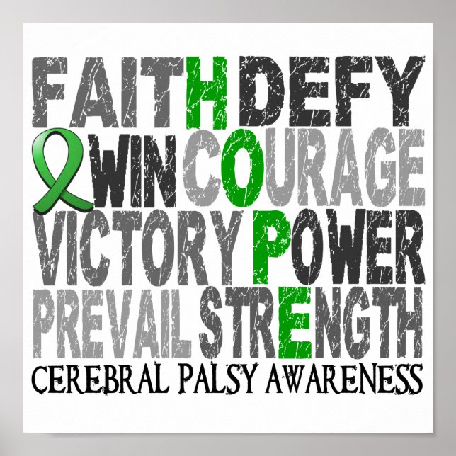 Hope Word Collage Cerebral Palsy Poster (Front)