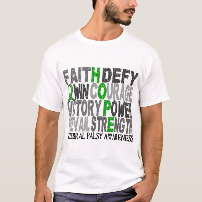 Hope Word Collage Cerebral Palsy T-Shirt (Front)