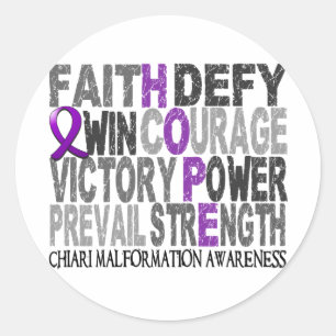 Hope Word Collage Chiari Malformation Classic Round Sticker