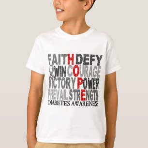 Hope Word Collage Diabetes T-Shirt