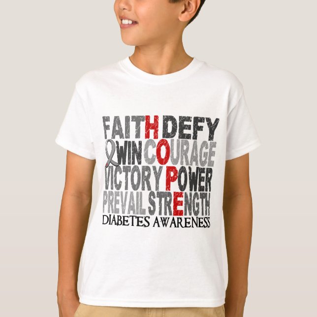 Hope Word Collage Diabetes T-Shirt (Front)