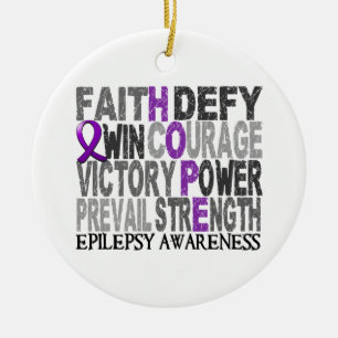 Hope Word Collage Epilepsy Ceramic Tree Decoration