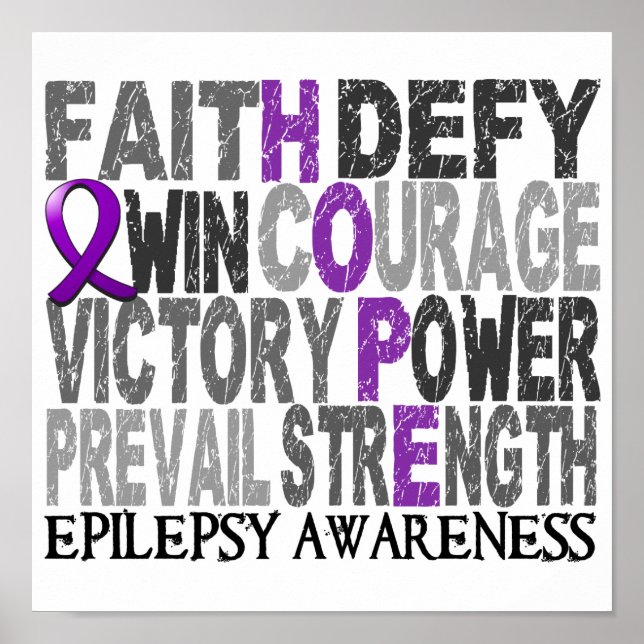 Hope Word Collage Epilepsy Poster (Front)