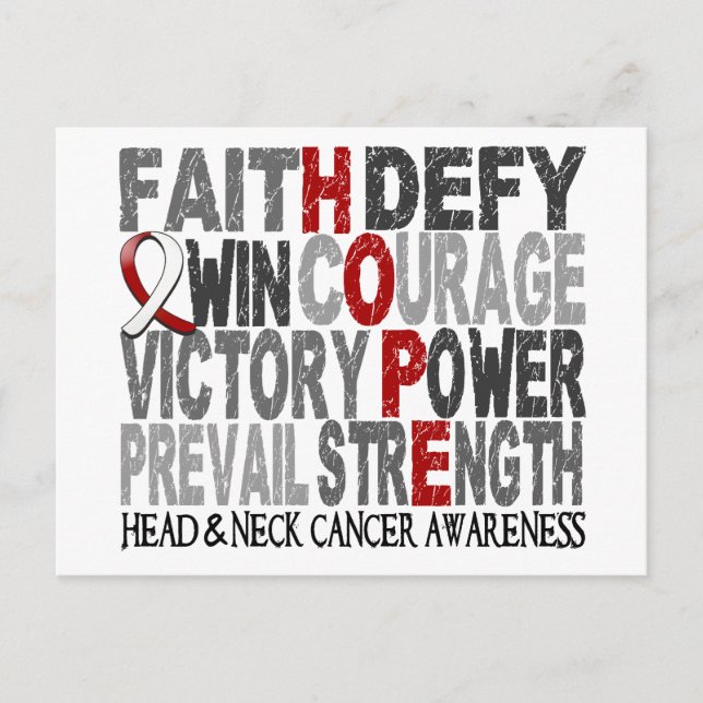 Hope Word Collage Head Neck Cancer Postcard (Front)