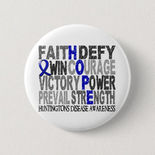 Hope Word Collage Huntington's Disease 6 Cm Round Badge