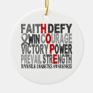 Hope Word Collage Juvenile Diabetes Ceramic Tree Decoration