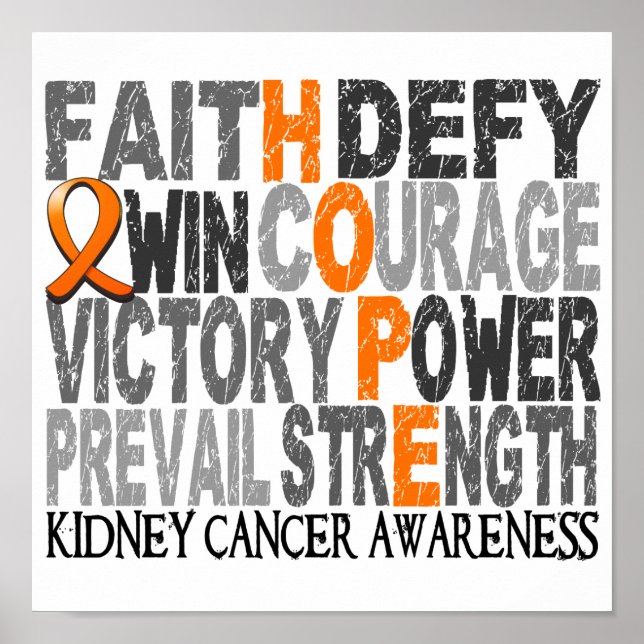 Hope Word Collage Kidney Cancer Poster (Front)