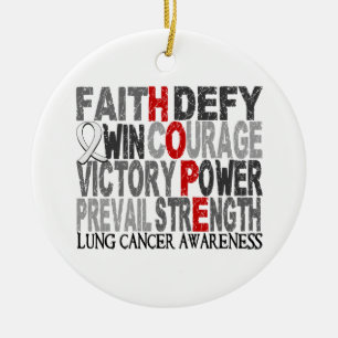 Hope Word Collage Lung Cancer Ceramic Tree Decoration