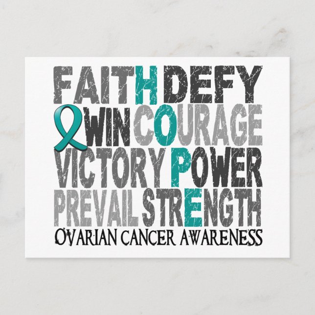 Hope Word Collage Ovarian Cancer Postcard (Front)