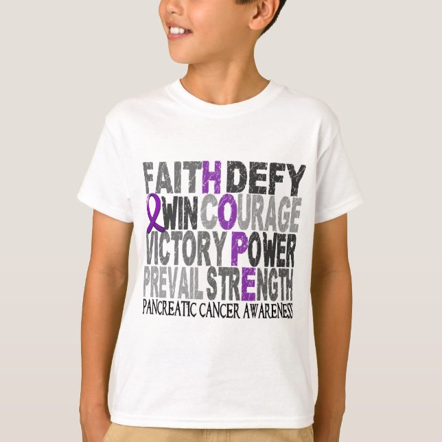 Hope Word Collage Pancreatic Cancer T-Shirt (Front)