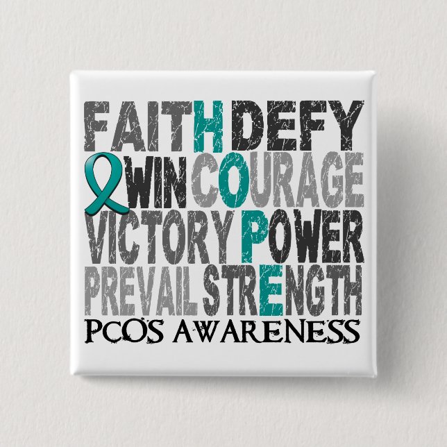 Hope Word Collage PCOS 15 Cm Square Badge (Front)