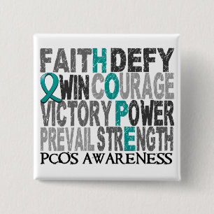 Hope Word Collage PCOS 15 Cm Square Badge