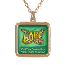 Hope Word Green Butterfly Necklace Art Jewellery
