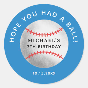 Hope You Had A Ball Baseball Birthday Party Favour Classic Round Sticker