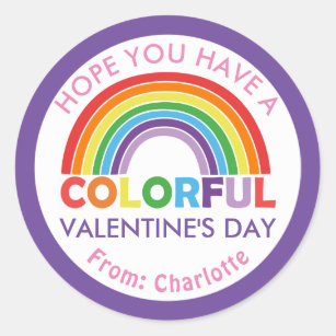 Hope You Have a Colourful Valentine's Day Rainbow Classic Round Sticker
