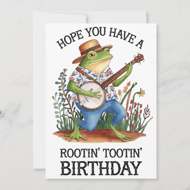 Hope You Have A Rootin' Tootin' Birthday Frog Holiday Card (Front)