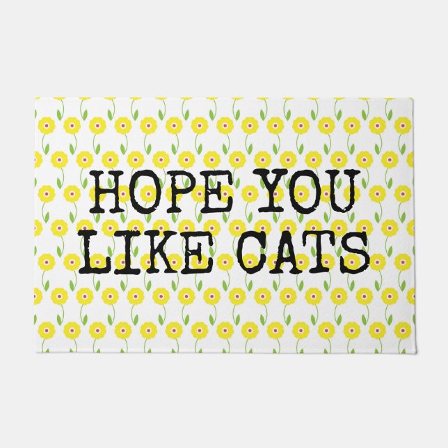 Hope You Like Cats Yellow Flowers Boho Doormat (Front)