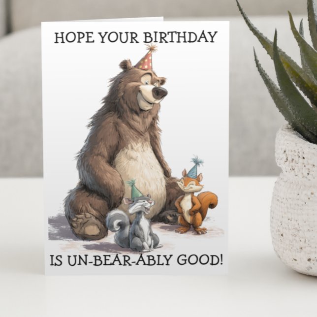 Hope Your Birthday Cute Bear and Squirrels  Card (Creator Uploaded)