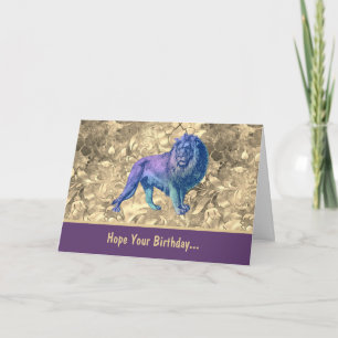 Hope Your Birthday is As Wild Blue Purple Lion Card