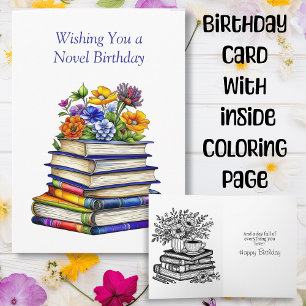 Hope Your Birthday is Novel   Inside Coloring Page Card