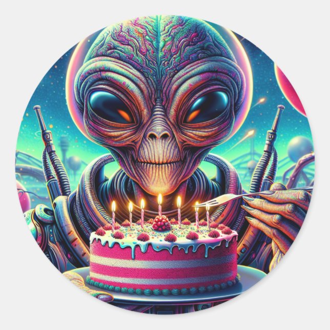 Hope Your Birthday is Out of this World | Alien Classic Round Sticker (Front)