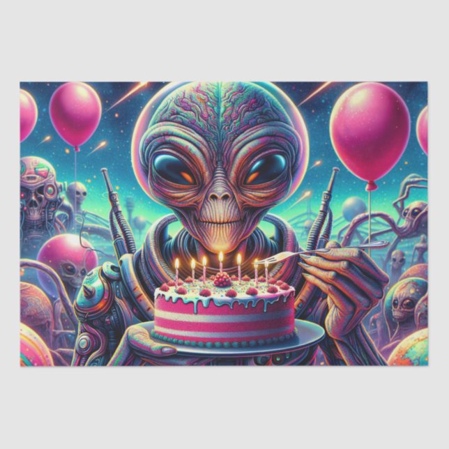 Hope Your Birthday is Out of this World | Alien Tissue Paper (Front)