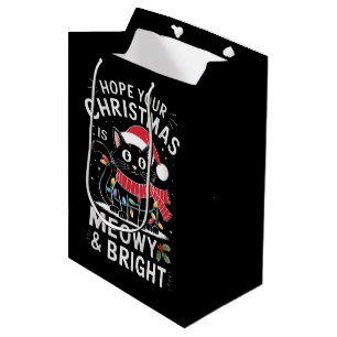 Hope Your Christmas Is Meowy and Bright Cat Xmas Medium Gift Bag