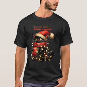 Hope Your Christmas Is Meowy And Bright Cute Cat M T-Shirt
