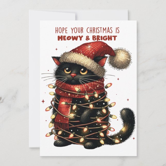 Hope Your Christmas Is Meowy & Bright Card (Front)