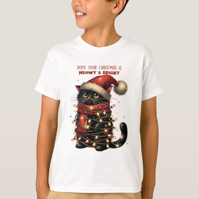 Hope Your Christmas Is Meowy & Bright Kid's tshirt (Front)
