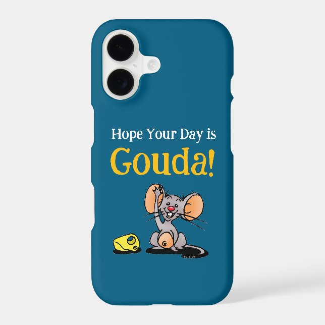Hope Your Day Is Gouda, Cute Mouse Cheese Pun (Back)