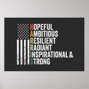 Hopeful Ambitious Resilient Radiant Harris Walz Poster