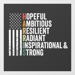 Hopeful Ambitious Resilient Radiant Harris Walz Window Cling